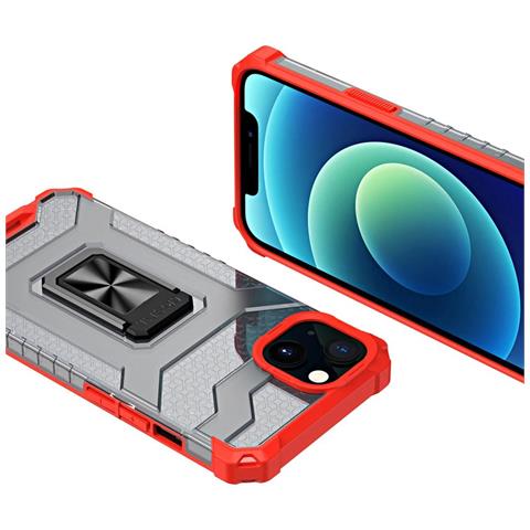 Custodia Crystal Ring Con Supporto Resistente Per Iphone 12 Mini Rossa - Foto 2