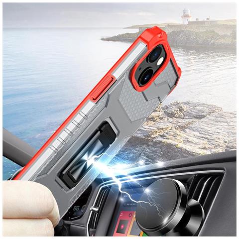 Custodia Crystal Ring Con Supporto Resistente Per Iphone 12 Mini Rossa - Foto 7