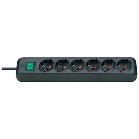 Multipresa Eco-Line con interruttore Con 6 prese italiane 10/16A + schuko Colore nero Cavo 1 4m di tipo H05VV-F 3G1 0 - Foto 2