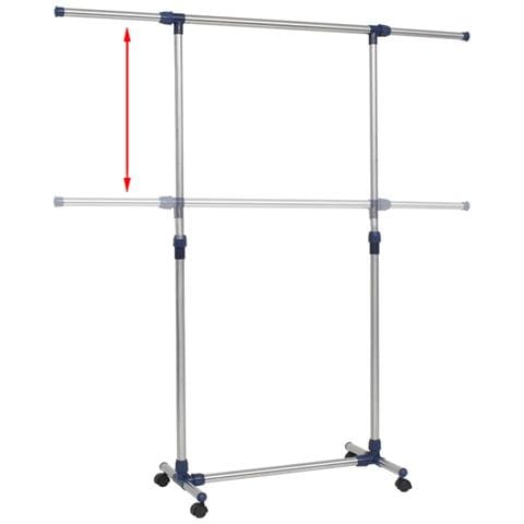 Porta Abiti Regolabile In Acciaio 165x44x150 Cm Argento - Foto 2