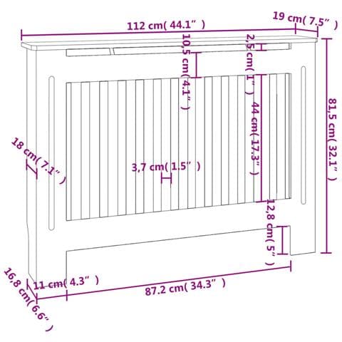 Copritermosifoni 2 pz in MDF 112 cm Bianco - Foto 3