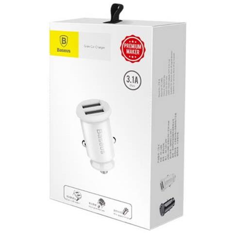 Grano Baseus 2x Usb Car Charger 5v 3,1 A (bianco) - Foto 2