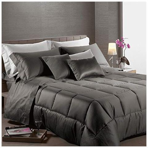 Trapunta Matrimoniale Raso Di Cotone Antracite 2 Piazze - Foto 1