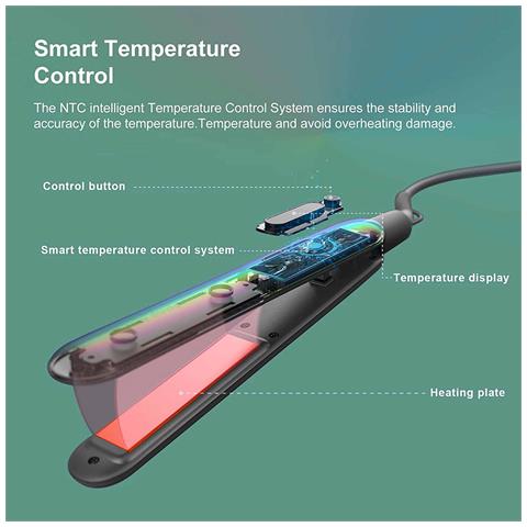 Piastra Per Capelli Ricci Lisci Lisciante 5 Livelli Temperatura 110mm 30s - Foto 2