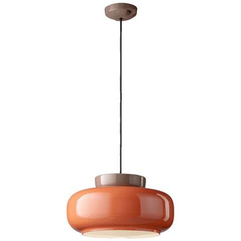 Sospensione Vintage Decò Maracana Ceramica-vetro Arancio-marrone 1 Luce E27 - Foto 1