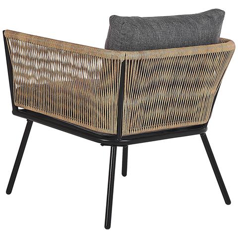 Set Bistro In Rattan Color Naturale E Cuscini Grigi Gargano - Foto 8