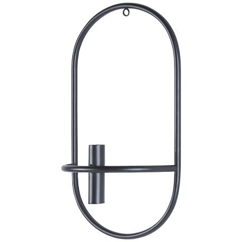 Set Di 2 Portacandele Da Parete Caviana Metallo 38 Cm Nero - Foto 2