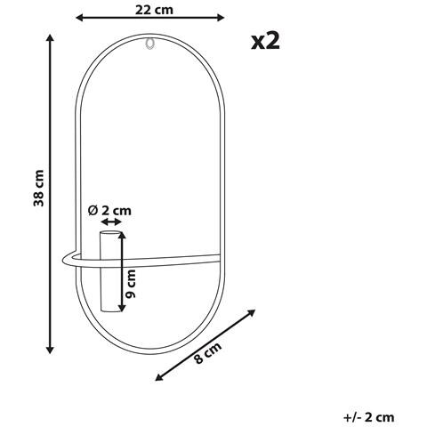 Set Di 2 Portacandele Da Parete Caviana Metallo 38 Cm Nero - Foto 5