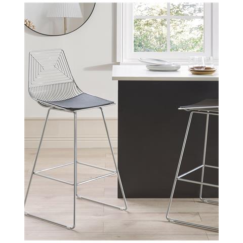 Set Di 2 Sgabelli Metallo Argento Bisbee - Foto 1