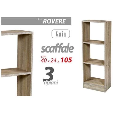 Trade Shop - Libreria Scaffale 3 Ripiani 105x40x24 Cm Mensole In Legno Rovere Moderno 769672 - Foto 1