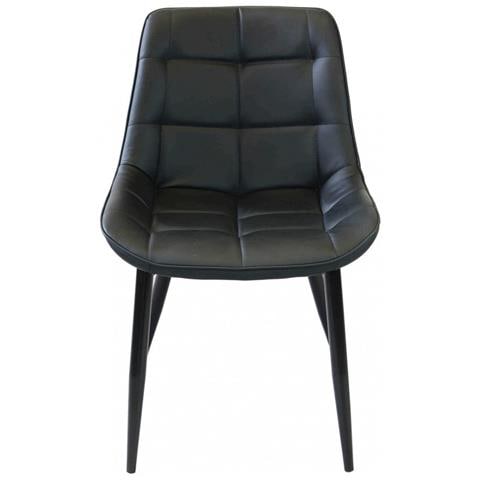 Sedia Larga Da Interno Sala Da Pranzo Con Struttura In Metallo E Seduta Morbida Rivestita In Ecopelle No Arm - Black - Foto 1