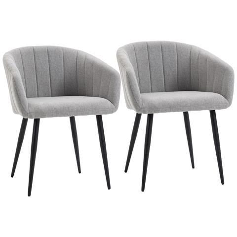 Set 2 Sedie Imbottite Moderne Con Rivestimento In Tessuto Per Soggiorno E Salotto, Grigio Chiaro - Foto 1