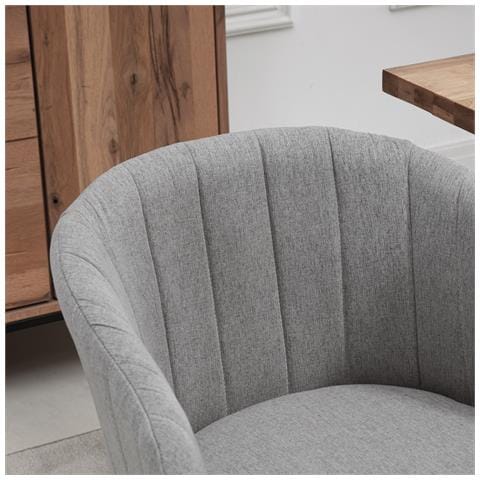 Set 2 Sedie Imbottite Moderne Con Rivestimento In Tessuto Per Soggiorno E Salotto, Grigio Chiaro - Foto 6