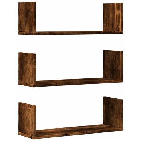 Mensole Da Parete 2pz Rovere Fumo 58x18x18 Cm In Truciolato - Foto 2