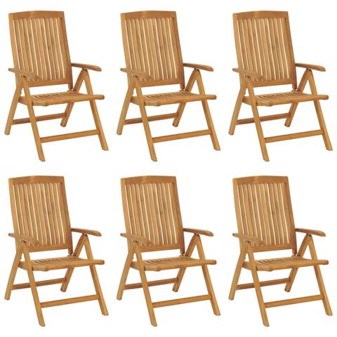 Sedie da Giardino Reclinabili con Cuscini 6 pz in Legno di Teak - Foto 2