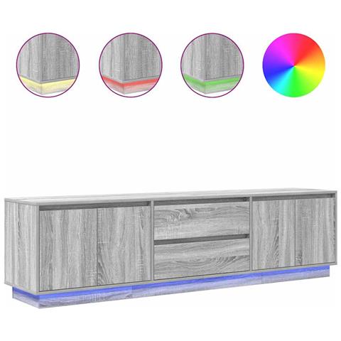 Mobile Porta TV con Luci LED Grigio Sonoma 193,5x41x50 cm - Foto 1