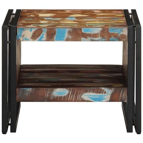 Tavolino Salotto Multicolore 50x50x38cm Legno Massello Recupero - Foto 2