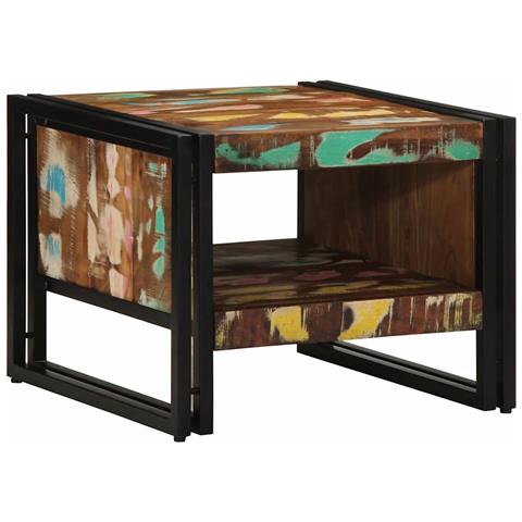 Tavolino Salotto Multicolore 50x50x38cm Legno Massello Recupero - Foto 1