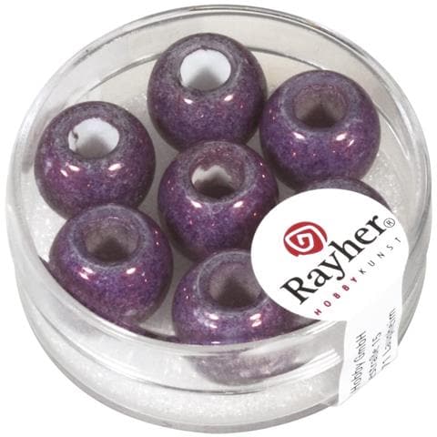3 Pezzi - Perline In Vetro Opaco Con Foro Grande Ø12mm L. 5 Mm - Colore Prugna - Foto 1