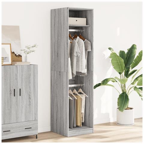 Armadio Grigio Sonoma 50x50x200 Cm In Legno Multistrato - Foto 3