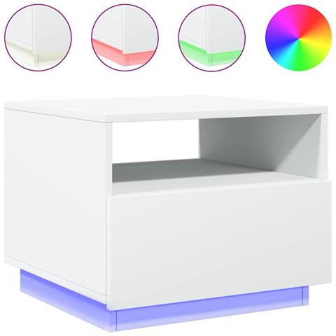 Lusso Casadino -  Tavolino Da Soggiorno Con Luci Led Bianco 50x49x40 Cm - Foto 1