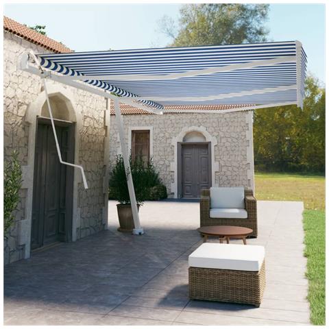 Tenda Da Sole Autoportante Automatica 600x350 Cm Blu Bianca - Foto 8
