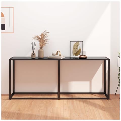 Tavolo Consolle Nero 180x35x75,5 Cm In Vetro Temperato - Foto 7