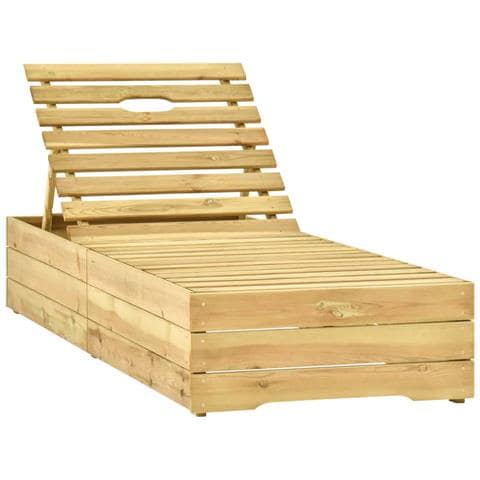 Lettino Da Giardino Con Cuscino Beige Legno Pino Impregnato - Foto 1