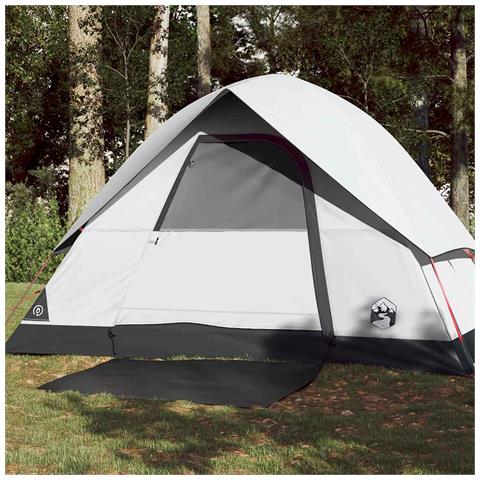 Tenda Campeggio a Cupola 3 Persone Bianca Tessuto Impermeabile - Foto 1