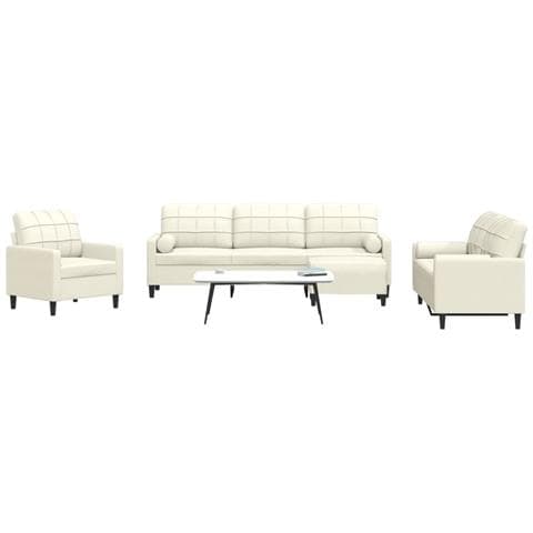 Set di Divani 4 pz con Cuscini e Rinforzi Crema in Velluto - Foto 2