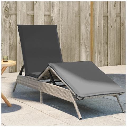 Lettino Prendisole con Cuscino Grigio Chiaro in Polyrattan - Foto 2
