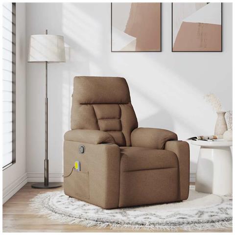 Poltrona Massaggiante Reclinabile Marrone in Tessuto - Foto 2