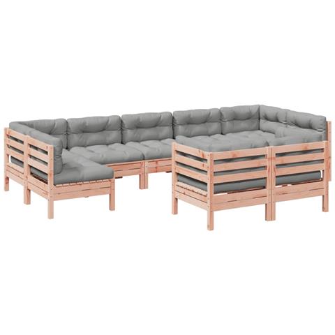 Set Divani Giardino 9 pz Cuscini Legno Massello Abete Douglas - Foto 1