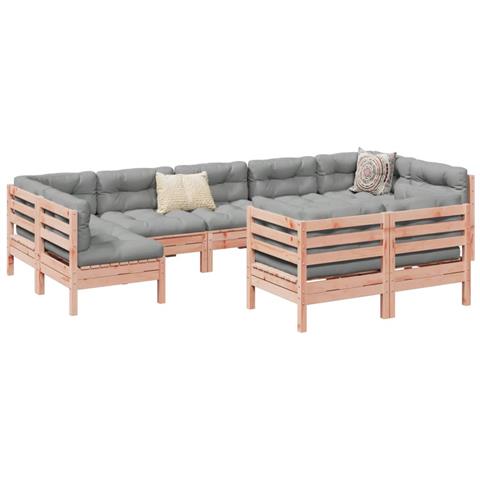 Set Divani Giardino 9 pz Cuscini Legno Massello Abete Douglas - Foto 2