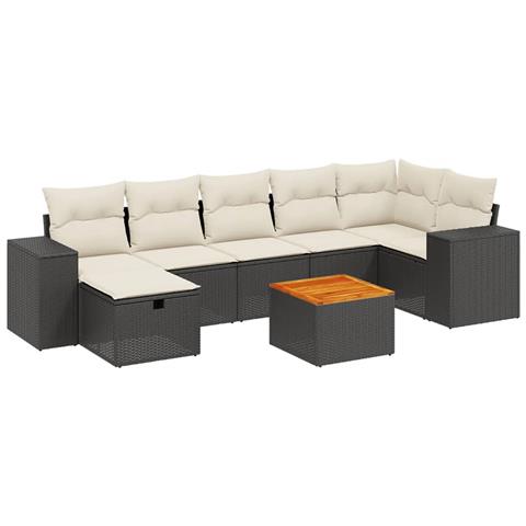 Set Divani da Giardino con Cuscini 8 pz Nero in Polyrattan - Foto 1
