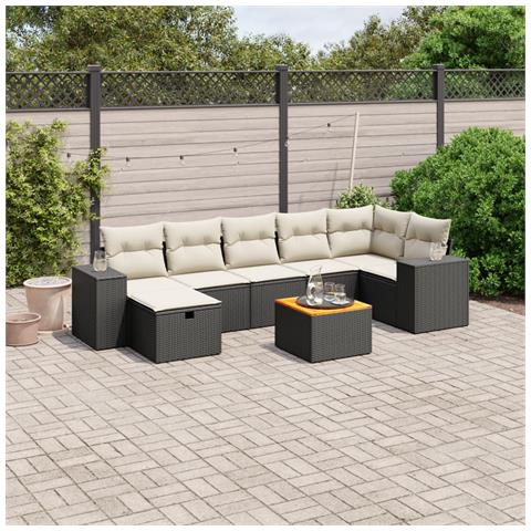 Set Divani da Giardino con Cuscini 8 pz Nero in Polyrattan - Foto 2