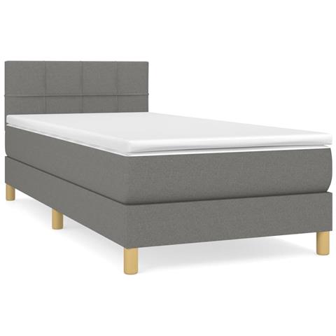 Giroletto a Molle con Materasso Grigio Scuro 90x200 cm Tessuto - Foto 1