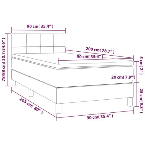 Giroletto a Molle con Materasso Grigio Scuro 90x200 cm Tessuto - Foto 7