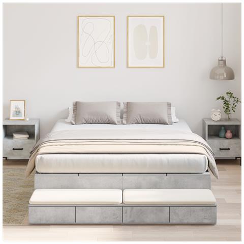Struttura Letto con Contenitore Grigio Cemento 150x200 cm - Foto 2