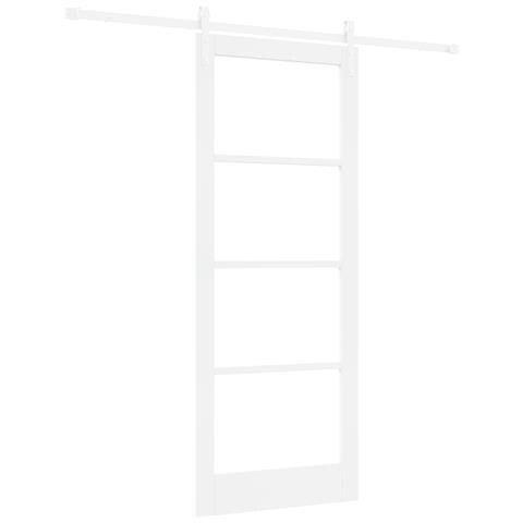 "Porta Scorrevole  con Set Hardware ""ORKDAL"" Bianca Legno Massiccio e Vetro, Porta Interna  con Vetro ""ORKDAL"" Bianca 83x211x4 cm" - Foto 1