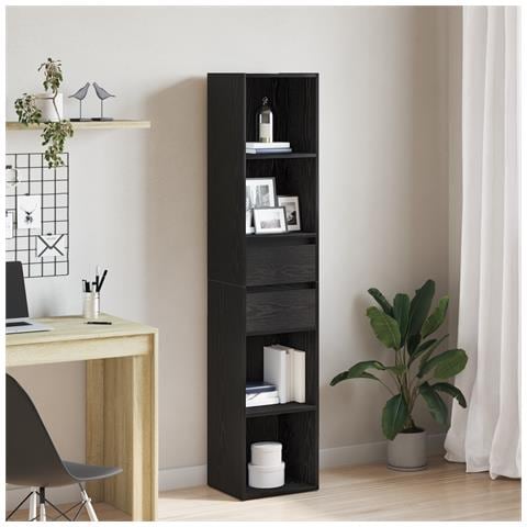 Mobile Libreria Modulare Nero Rovere 36x30x171 cm Legno Ingenerizzato - Foto 2