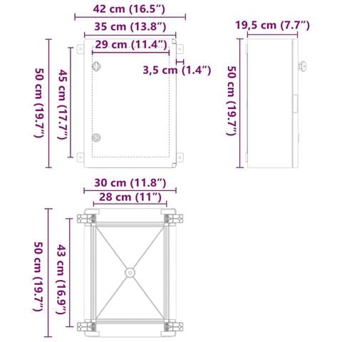 Armadietto di Controllo Grigio 35 x 19.5 x 50 cm Plastica ABS - Foto 9