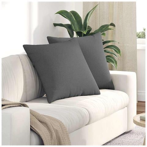 Cuscini da Divano 2 pcs Grigio scuro 60 x 60 cm Tessuto - Foto 2