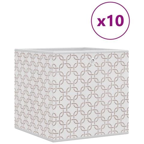Scatole Portaoggetti 10 pz Crema 32x32x32cm Tessuto non Tessuto - Foto 1