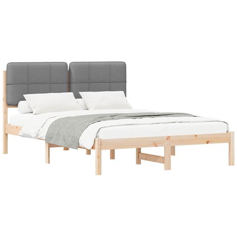 Letto con Testiera Rivestita Grigio chiaro 150 x 200 cm - Foto 1