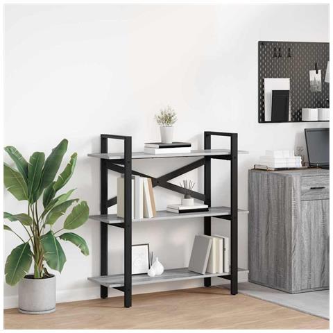 Libreria Grigio Sonoma 100 x 33,5 x 102 cm Legno multistrato - Foto 2