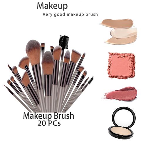 Set Di 20 Pennelli Trucco Con Ciotola Di Pulizia, 8 Piumini E 4 Spugnette - Kit Completo Di Strumenti Cosmetici - Foto 6