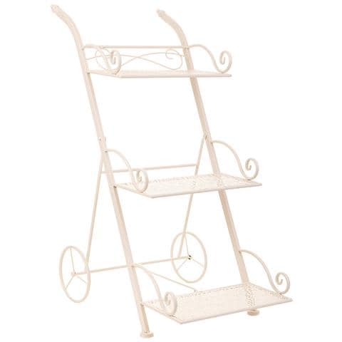 Carrello A 3 Ripiani Per Pentole In Ferro Battuto Bianco 40x34x76 - Foto 1