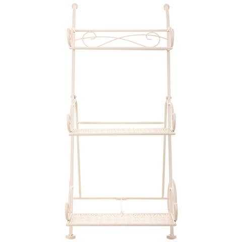 Carrello A 3 Ripiani Per Pentole In Ferro Battuto Bianco 40x34x76 - Foto 2