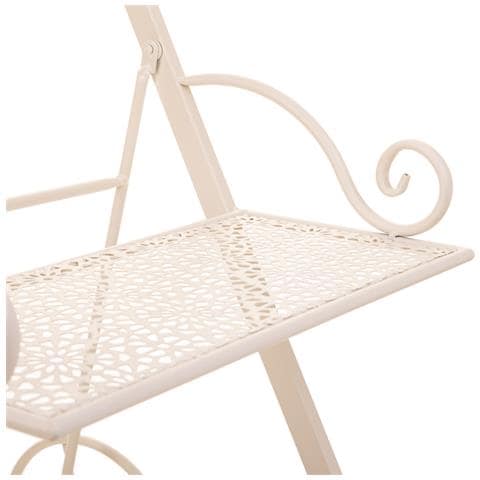 Carrello A 3 Ripiani Per Pentole In Ferro Battuto Bianco 40x34x76 - Foto 7